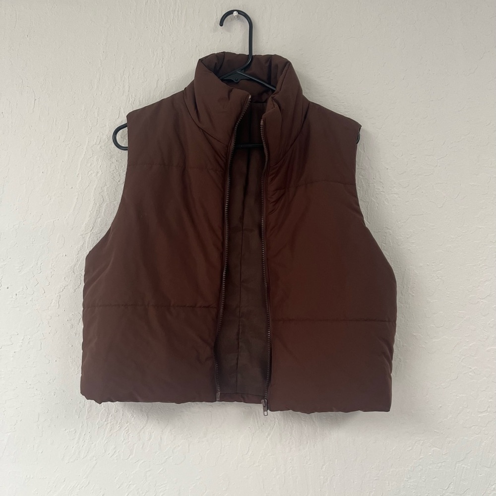 Brown puffer vest